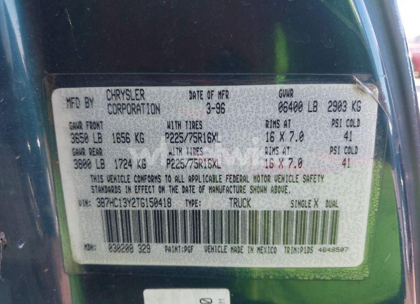 Photo 9 of 1996 Dodge Ram 1500 (VIN 3B7HC13Y2TG150418)