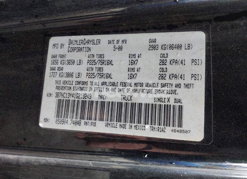 Photo 9 of 2001 Dodge Ram 1500 ST (VIN 3B7HC13Y41G219249)