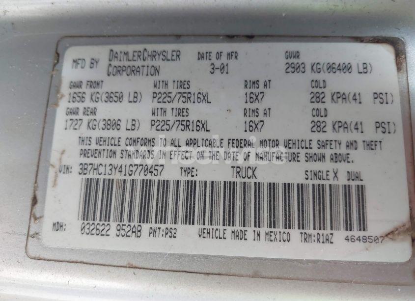 Photo 9 of 2001 Dodge Ram 1500 ST (VIN 3B7HC13Y41G770457)