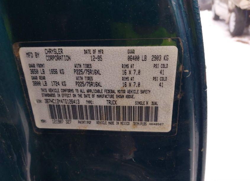 Photo 9 of 1996 Dodge Ram 1500 (VIN 3B7HC13Y4TG126413)