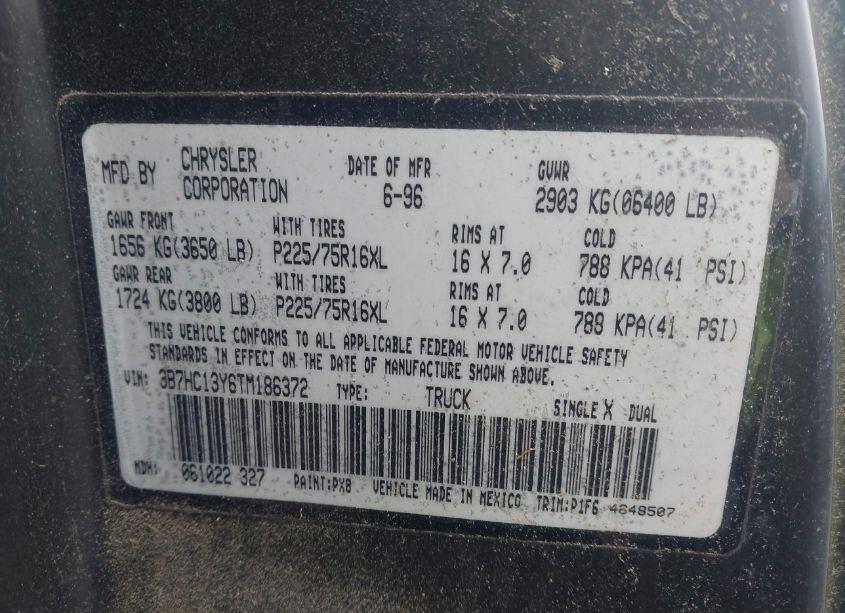 Photo 9 of 1996 Dodge Ram 1500 (VIN 3B7HC13Y6TM186372)