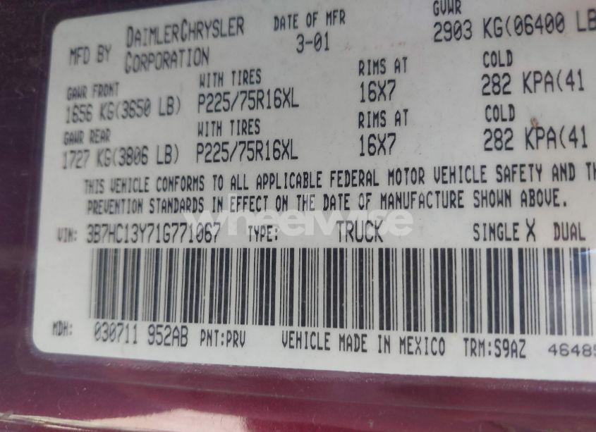 Photo 9 of 2001 Dodge Ram 1500 ST (VIN 3B7HC13Y71G771067)