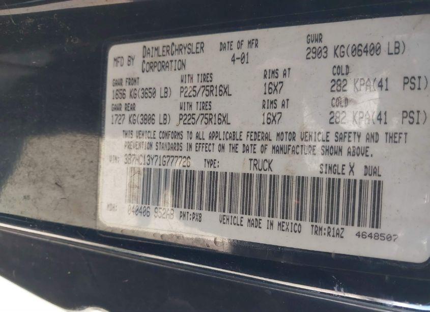 Photo 9 of 2001 Dodge Ram 1500 ST (VIN 3B7HC13Y71G777726)