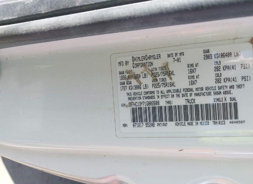 Photo 9 of 2001 Dodge Ram 1500 ST (VIN 3B7HC13Y71G802608)