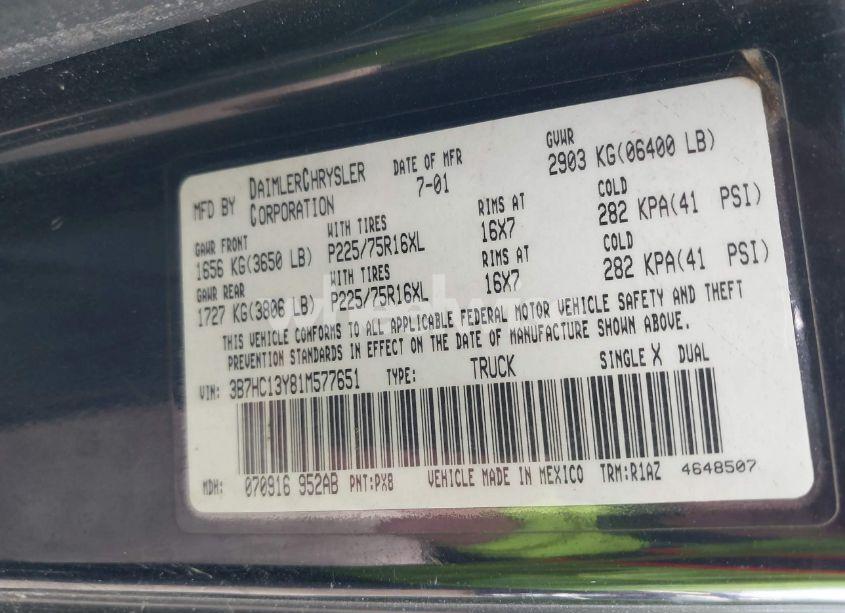 Photo 9 of 2001 Dodge Ram 1500 ST (VIN 3B7HC13Y81M577651)