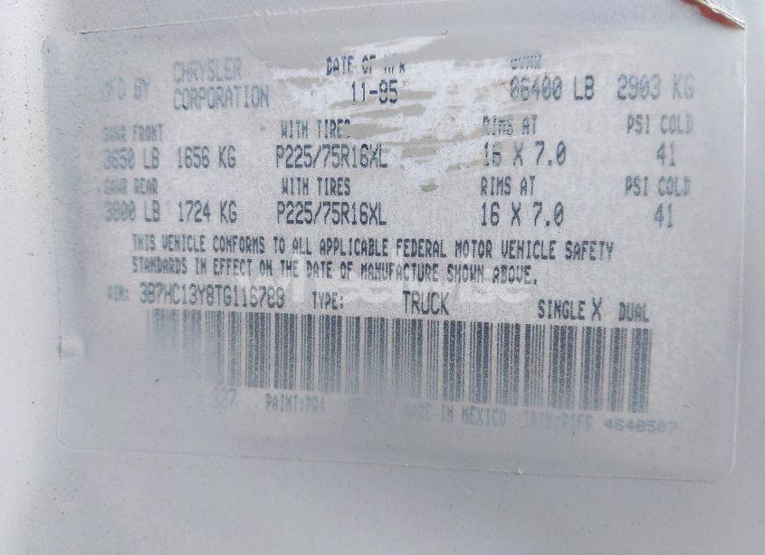 Photo 9 of 1996 Dodge Ram 1500 (VIN 3B7HC13Y8TG116788)