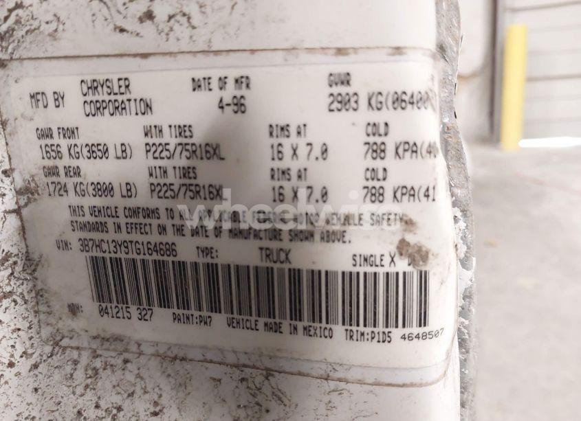 Photo 9 of 1996 Dodge Ram 1500 (VIN 3B7HC13Y9TG164686)