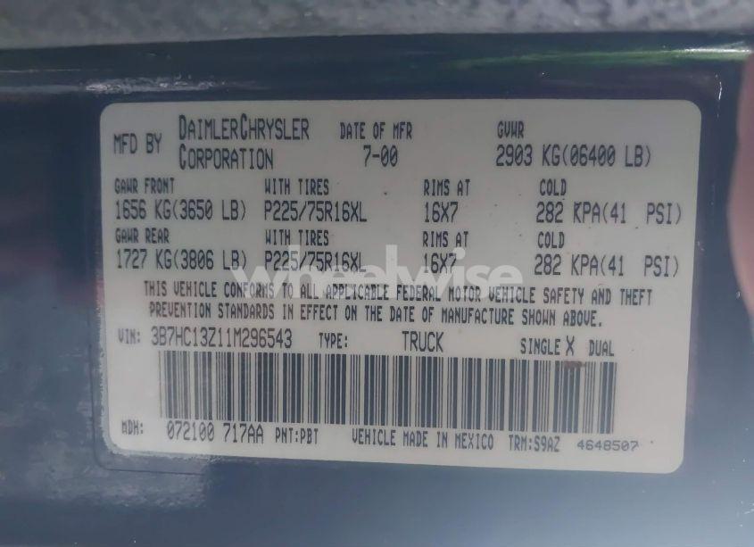 Photo 9 of 2001 Dodge Ram 1500 ST (VIN 3B7HC13Z11M296543)