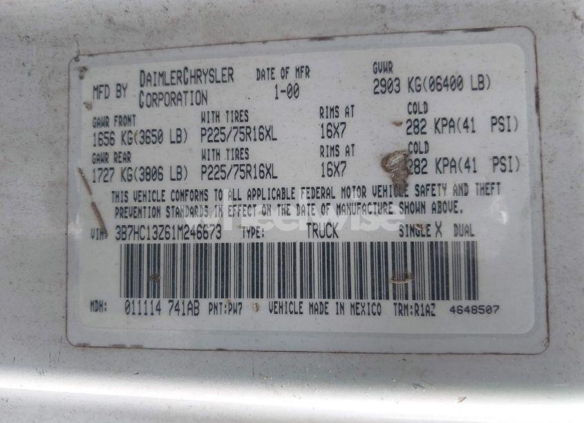 Photo 9 of 2001 Dodge Ram 1500 ST (VIN 3B7HC13Z61M246673)