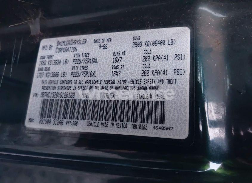 Photo 9 of 2000 Dodge Ram 1500 ST (VIN 3B7HC13Z6YG120189)