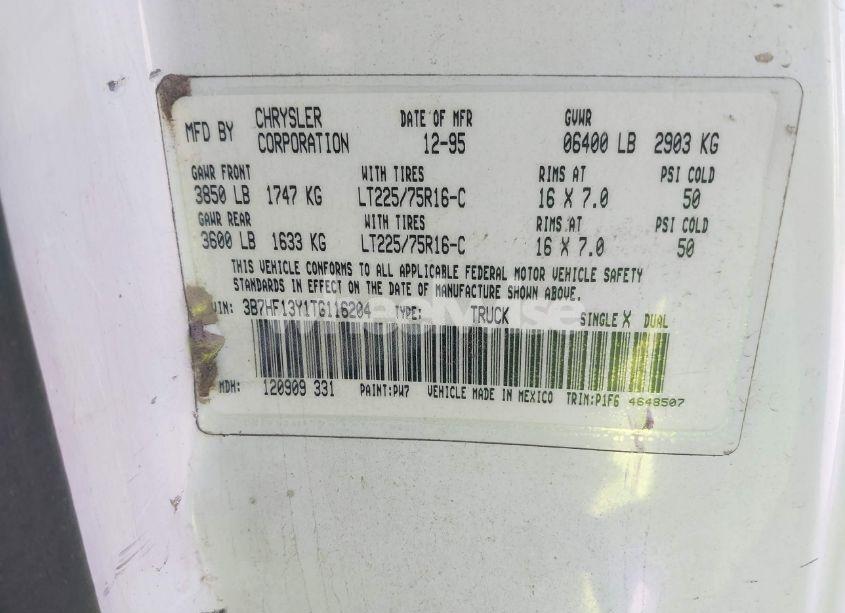 Photo 9 of 1996 Dodge Ram 1500 (VIN 3B7HF13Y1TG116204)