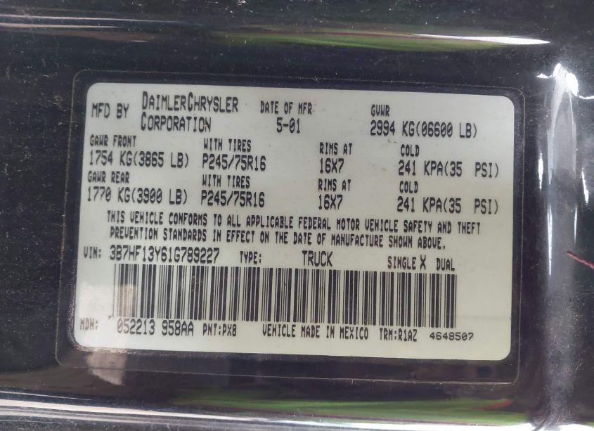 Photo 9 of 2001 Dodge Ram 1500 ST (VIN 3B7HF13Y61G789227)