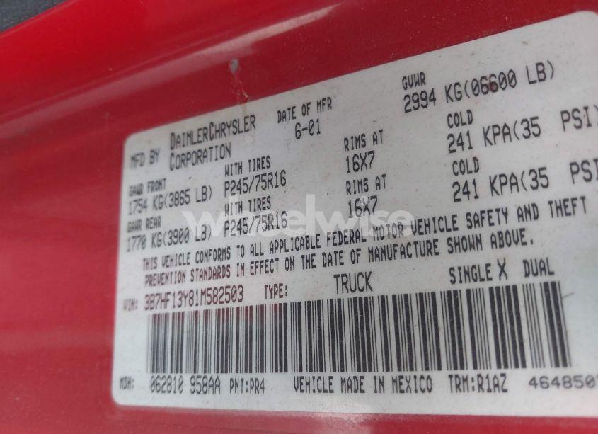 Photo 9 of 2001 Dodge Ram 1500 ST (VIN 3B7HF13Y81M582503)