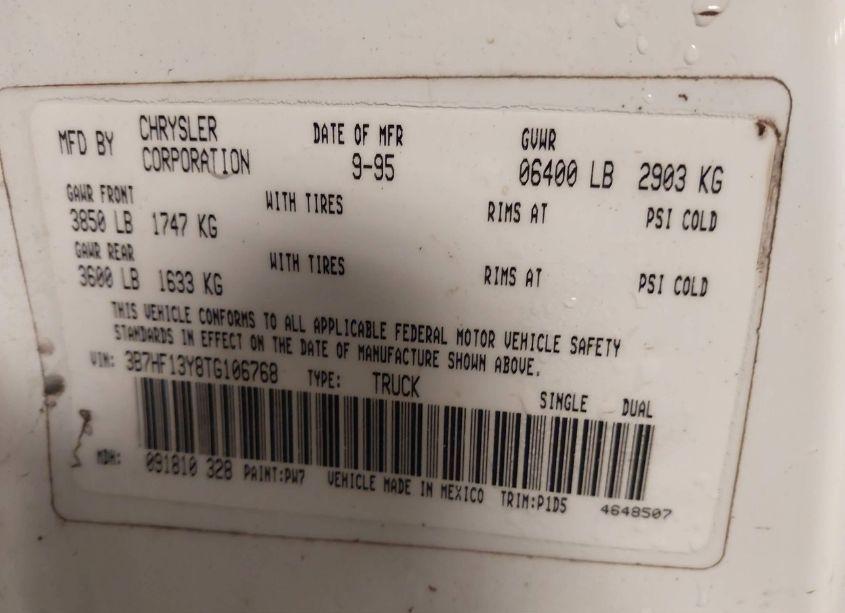 Photo 9 of 1996 Dodge Ram 1500 (VIN 3B7HF13Y8TG106768)
