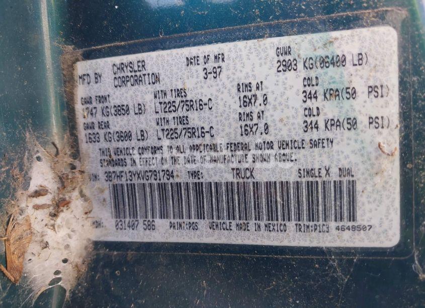 Photo 9 of 1997 Dodge Ram 1500 ST (VIN 3B7HF13YXVG791794)