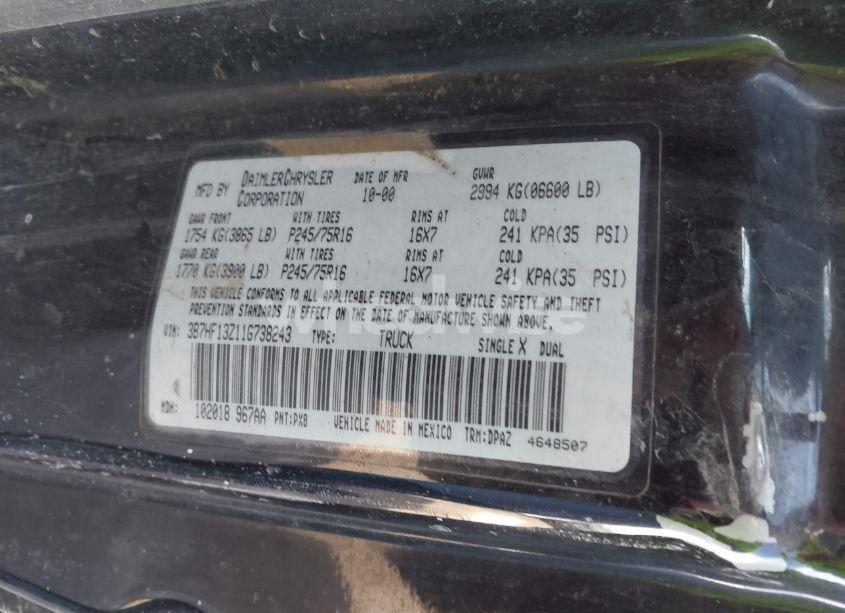 Photo 9 of 2001 Dodge Ram 1500 ST (VIN 3B7HF13Z11G738243)