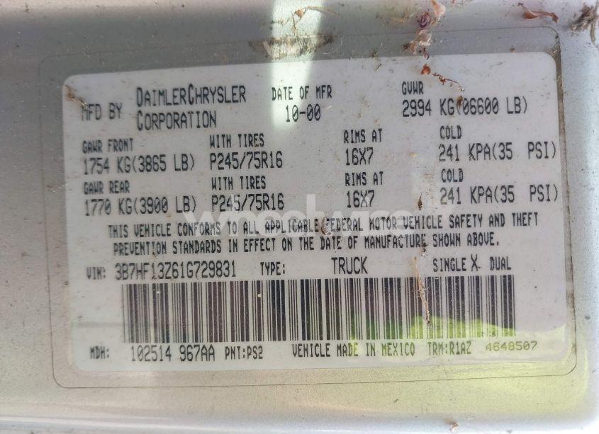 Photo 9 of 2001 Dodge Ram 1500 ST (VIN 3B7HF13Z61G729831)