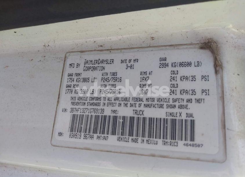 Photo 9 of 2001 Dodge Ram 1500 ST (VIN 3B7HF13Z71G769139)