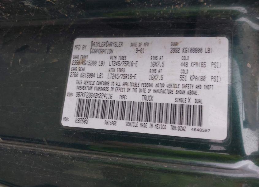Photo 9 of 2002 Dodge Ram 2500 ST (VIN 3B7KF23642M224116)