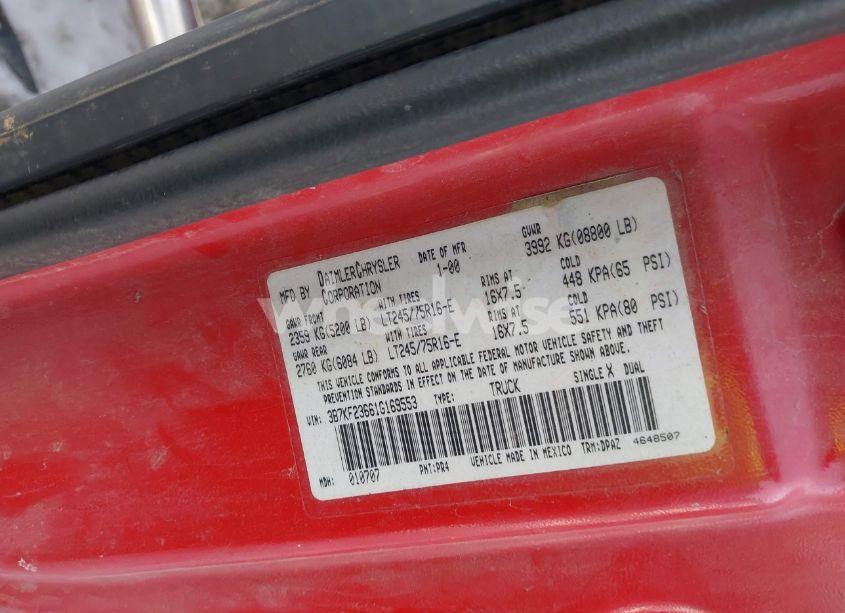 Photo 9 of 2001 Dodge Ram 2500 ST (VIN 3B7KF23661G169553)