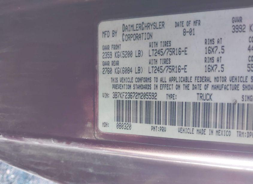 Photo 9 of 2002 Dodge Ram 2500 ST (VIN 3B7KF23672M205592)