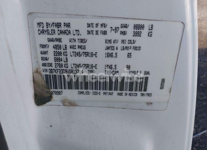 Photo 9 of 1997 Dodge Ram 2500 ST (VIN 3B7KF23D9VG813714)