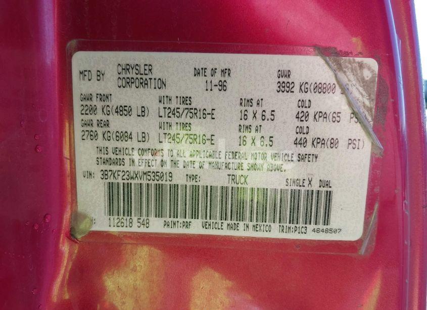 Photo 9 of 1997 Dodge Ram 2500 ST (VIN 3B7KF23WXVM535019)