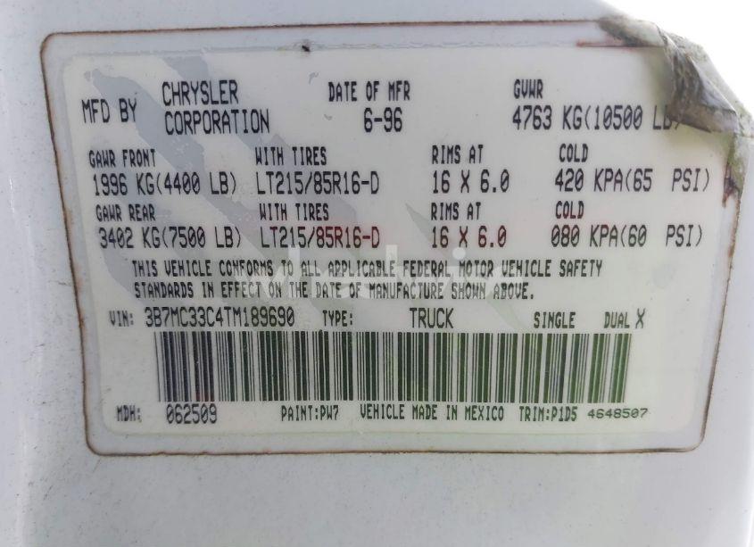 Photo 8 of 1996 Dodge Ram 3500 (VIN 3B7MC33C4TM189690)