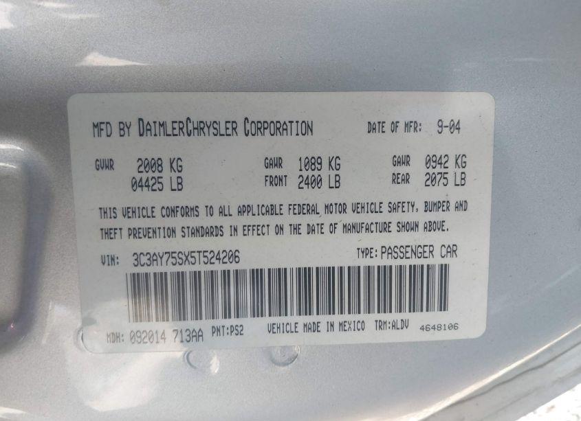 Photo 9 of 2005 Chrysler Pt CRUISER GT (VIN 3C3AY75SX5T524206)