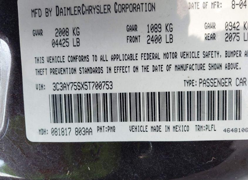 Photo 9 of 2005 Chrysler Pt CRUISER GT (VIN 3C3AY75SX5T700753)