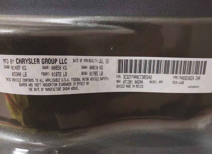 Photo 9 of 2012 Fiat 500 POP (VIN 3C3CFFAR0CT385342)