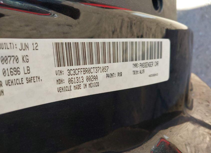 Photo 9 of 2012 Fiat 500 SPORT (VIN 3C3CFFBR0CT371097)