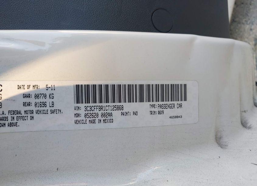 Photo 9 of 2012 Fiat 500 SPORT (VIN 3C3CFFBR1CT125868)