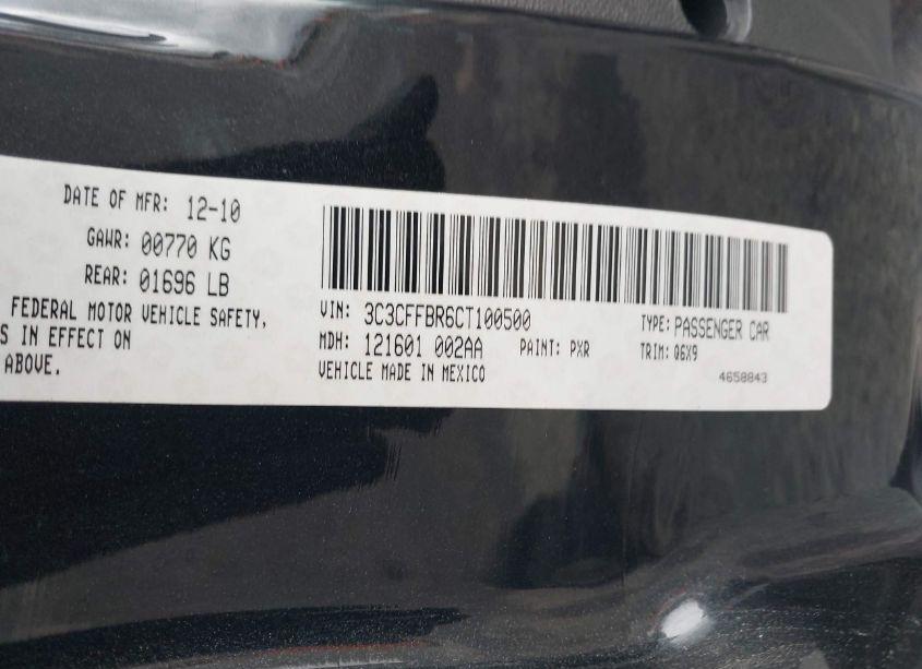 Photo 9 of 2012 Fiat 500 SPORT (VIN 3C3CFFBR6CT100500)