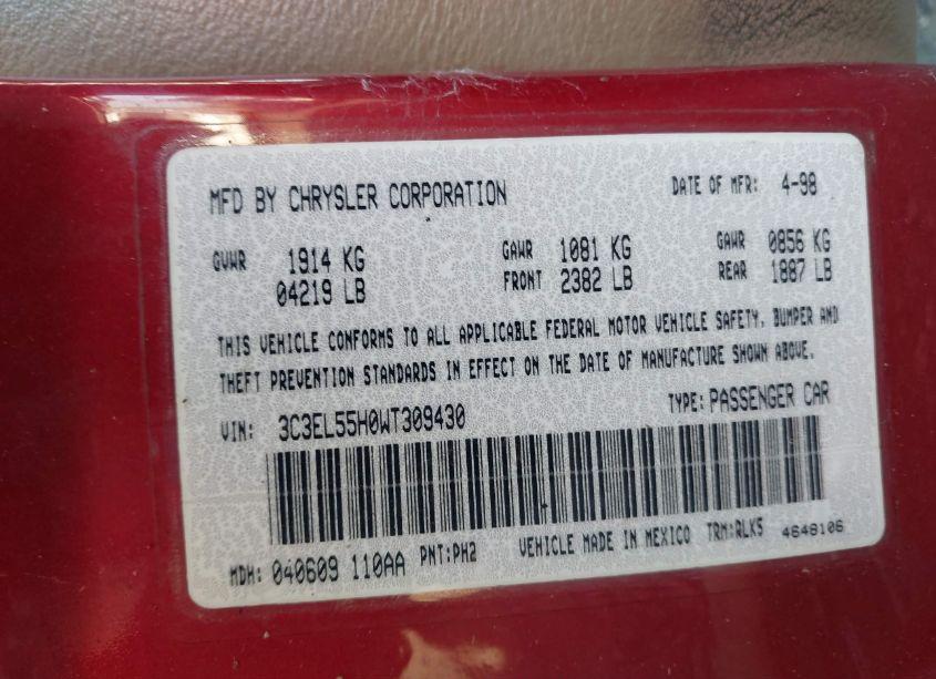 Photo 9 of 1998 Chrysler Sebring JXI (VIN 3C3EL55H0WT309430)