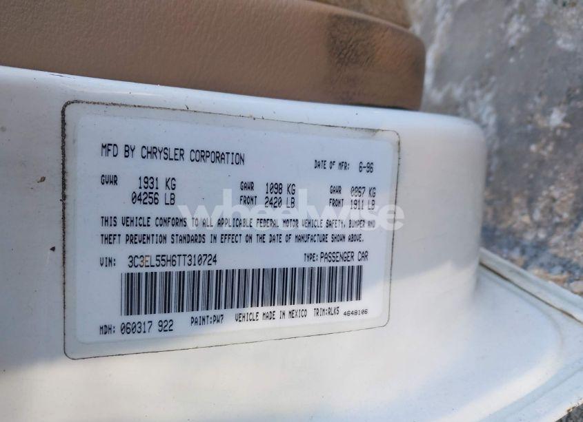 Photo 9 of 1996 Chrysler Sebring JXI (VIN 3C3EL55H6TT310724)