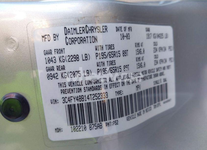 Photo 9 of 2004 Chrysler Pt CRUISER (VIN 3C4FY48B14T252333)