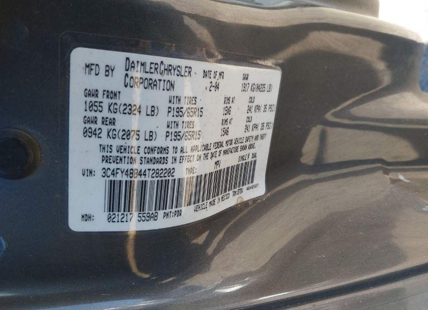 Photo 9 of 2004 Chrysler Pt CRUISER (VIN 3C4FY48B44T282202)