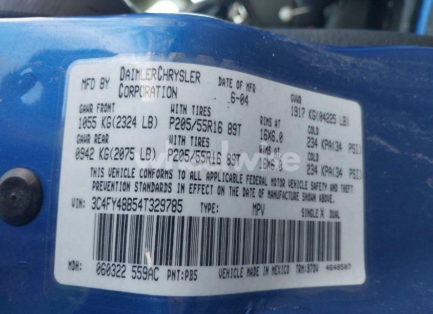 Photo 9 of 2004 Chrysler Pt CRUISER (VIN 3C4FY48B54T329785)