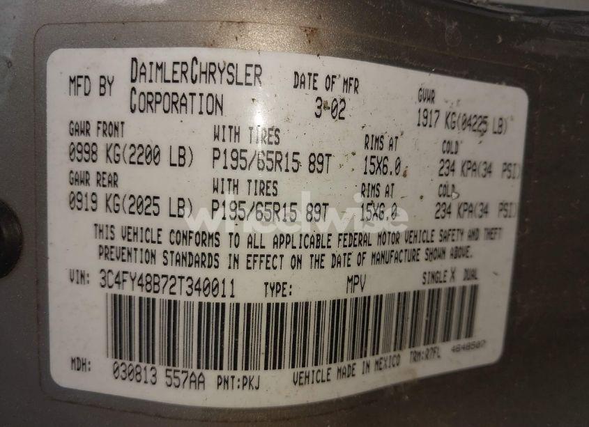 Photo 9 of 2002 Chrysler Pt CRUISER (VIN 3C4FY48B72T340011)