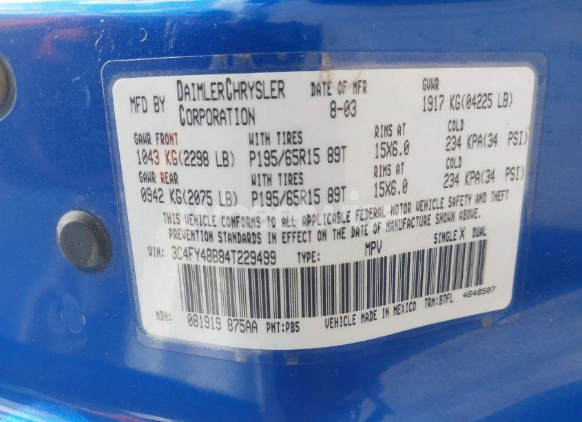 Photo 9 of 2004 Chrysler Pt CRUISER (VIN 3C4FY48B84T229499)