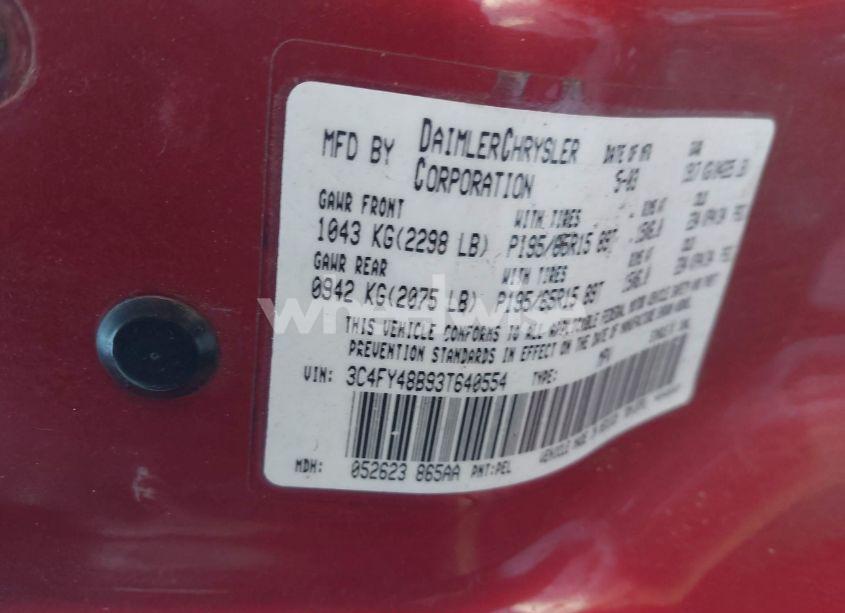 Photo 9 of 2003 Chrysler Pt CRUISER (VIN 3C4FY48B93T640554)