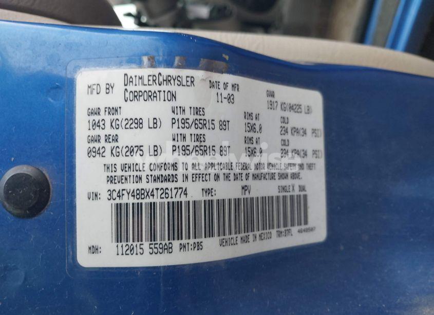 Photo 9 of 2004 Chrysler Pt CRUISER (VIN 3C4FY48BX4T261774)