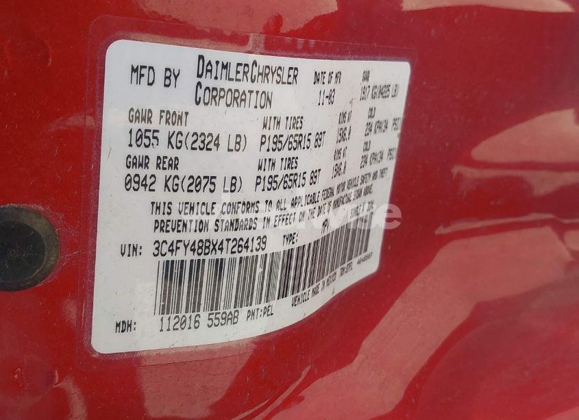 Photo 9 of 2004 Chrysler Pt CRUISER (VIN 3C4FY48BX4T264139)