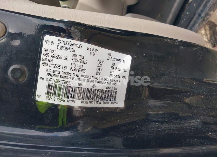 Photo 9 of 2001 Chrysler Pt CRUISER (VIN 3C4FY4BB61T302115)