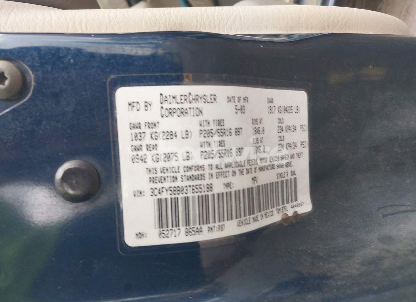 Photo 9 of 2003 Chrysler Pt CRUISER TOURING (VIN 3C4FY58B03T655188)