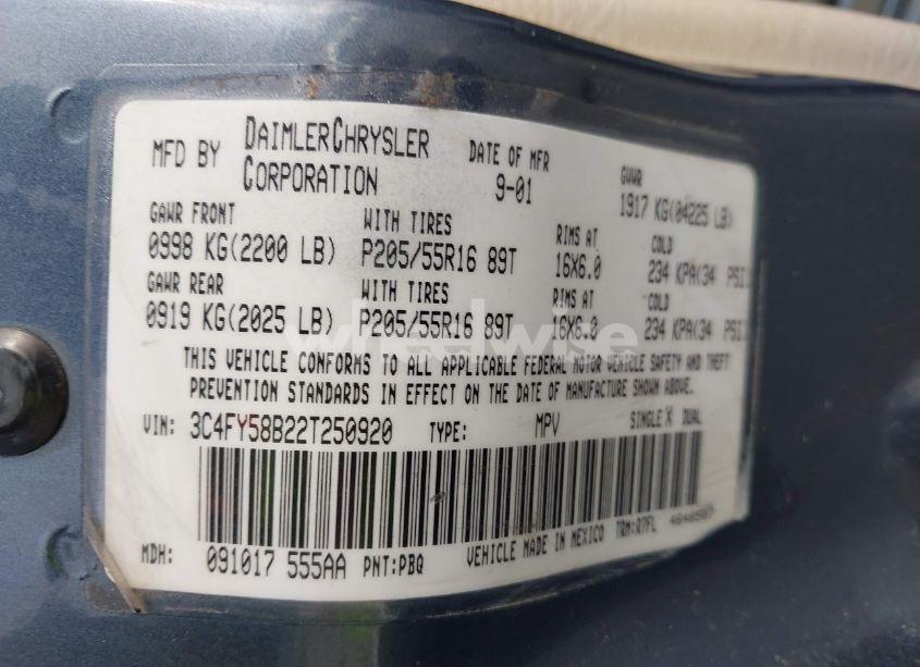 Photo 9 of 2002 Chrysler Pt CRUISER TOURING (VIN 3C4FY58B22T250920)