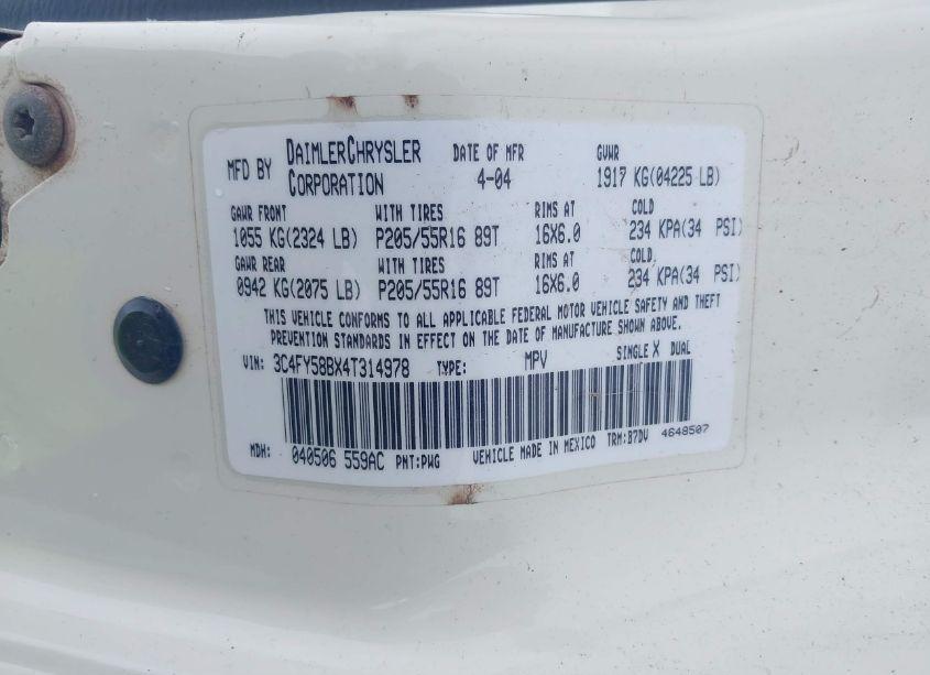 Photo 9 of 2004 Chrysler Pt CRUISER TOURING (VIN 3C4FY58BX4T314978)