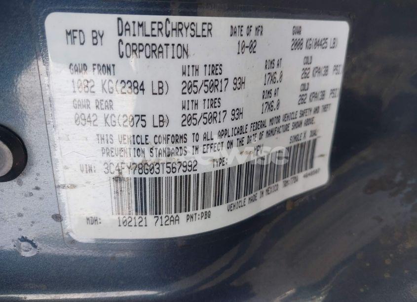 Photo 9 of 2003 Chrysler Pt CRUISER GT (VIN 3C4FY78G03T567992)