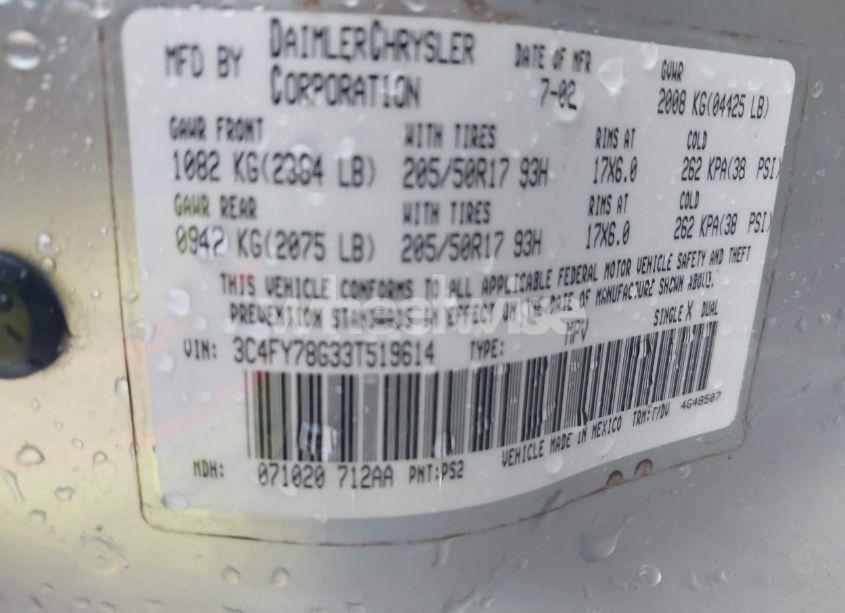 Photo 9 of 2003 Chrysler Pt CRUISER GT (VIN 3C4FY78G33T519614)